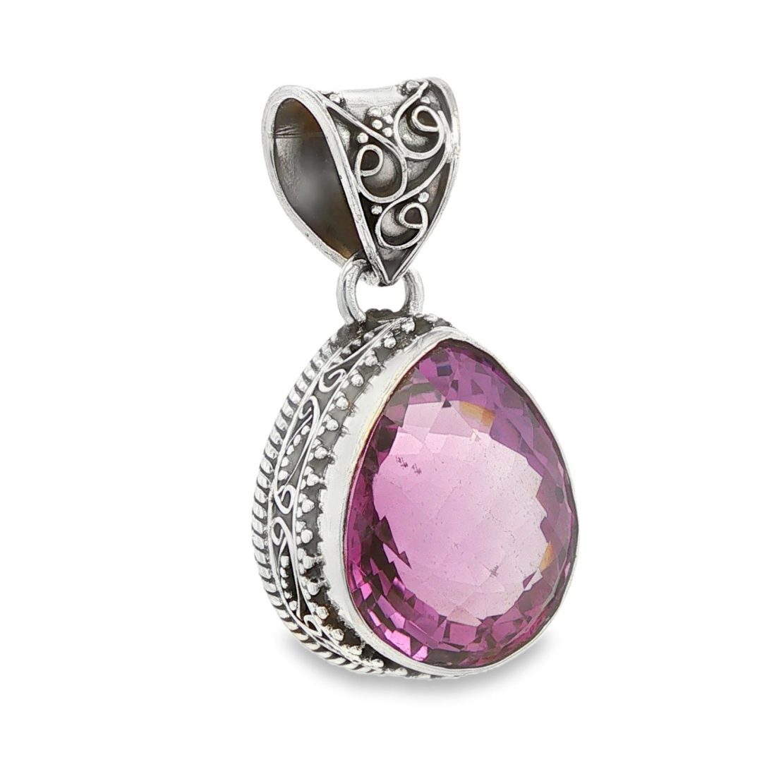 Amethyst Pear Drop Faceted Ornate Pendant 12.9g - Image 2