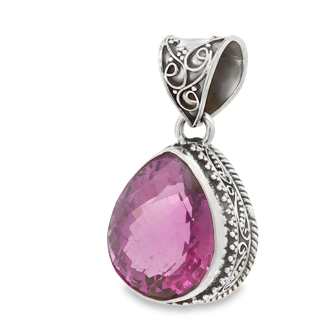 Amethyst Pear Drop Faceted Ornate Pendant 12.9g - Image 3