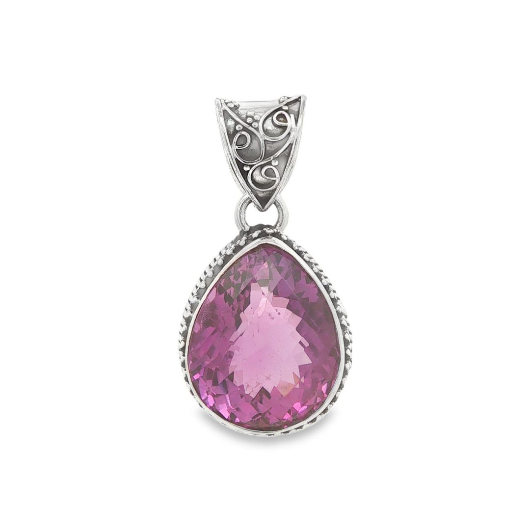Amethyst Pear Drop Faceted Ornate Pendant 12.9g - Image 4