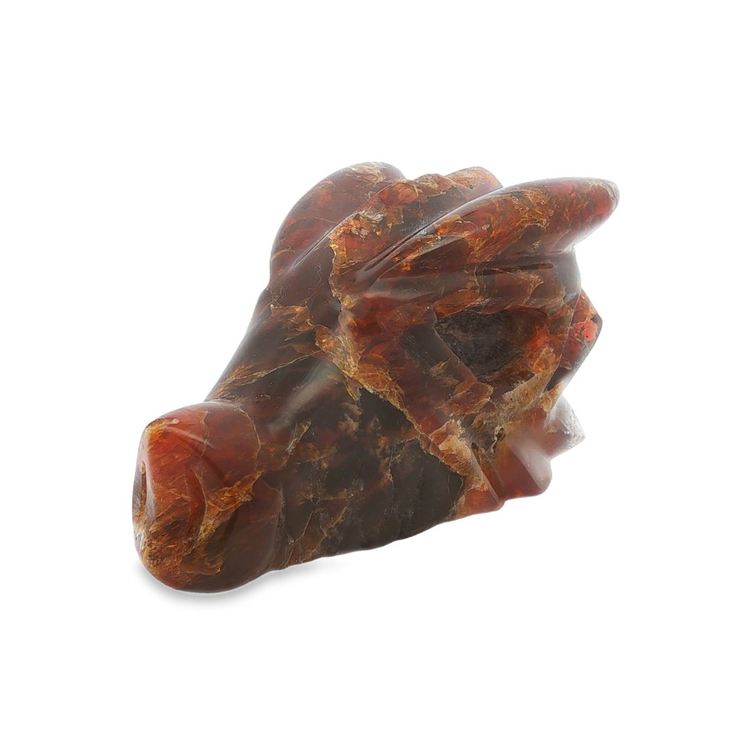 Blue Amber Carved Dragon Skull 93.4g