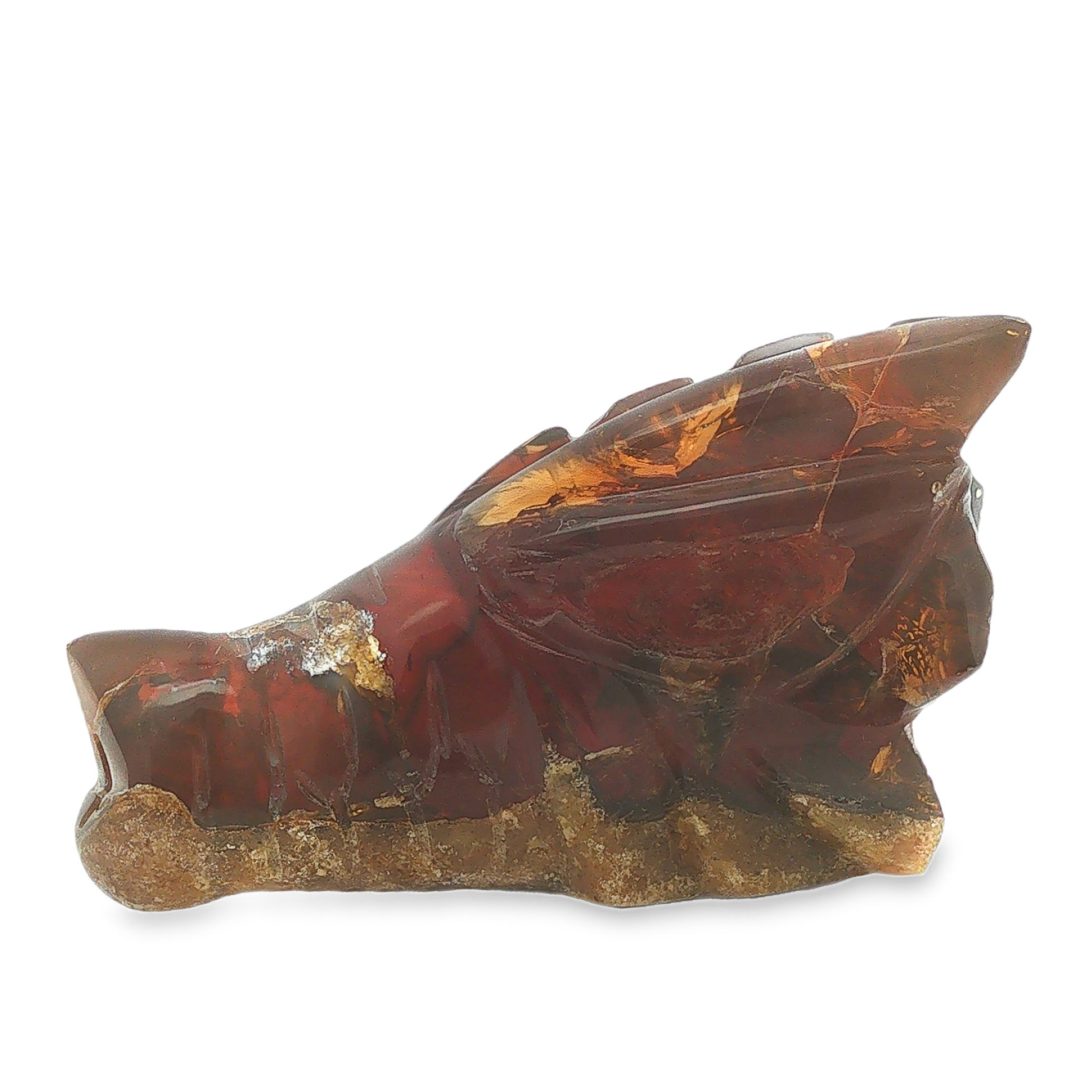 Blue Amber Carved Dragon Skull 82.8g - Image 2
