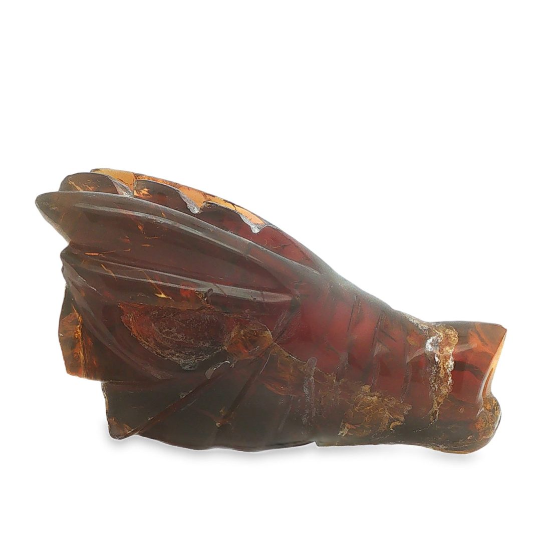 Blue Amber Carved Dragon Skull 82.8g - Image 3