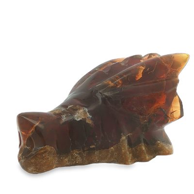 Blue Amber Carved Dragon Skull 82.8g