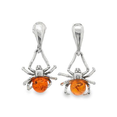 Amber Spider Drop Earrings 2.2g