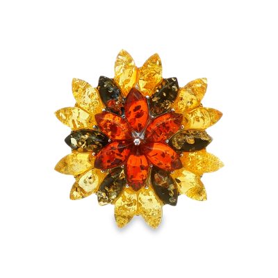 Amber Multi Stone Flower Pendant 5.5g