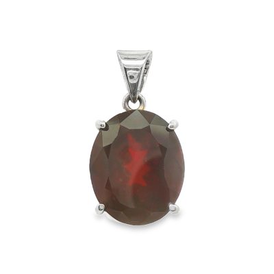 Garnet Oval Claw Set Pendant 7.2g