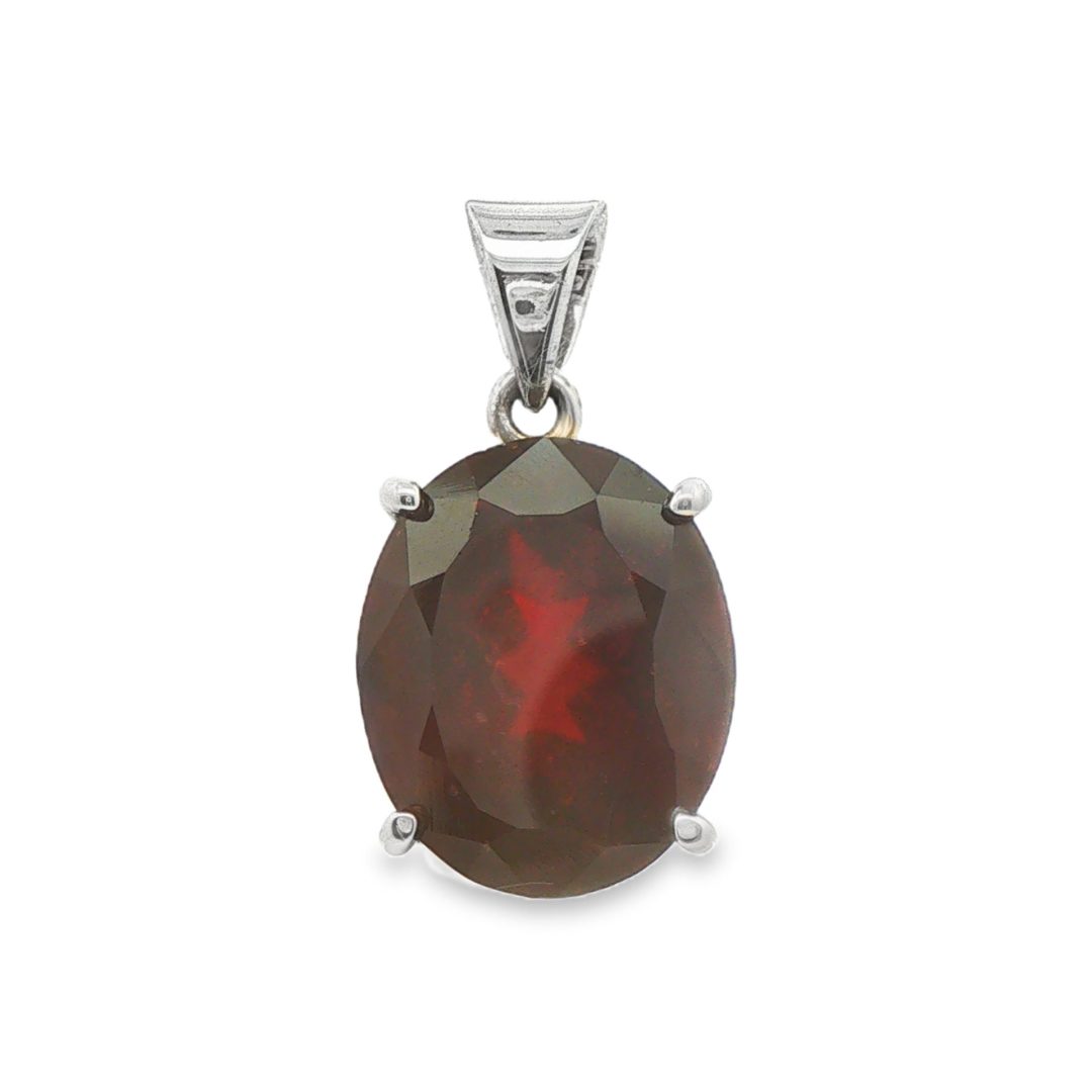 Garnet Oval Claw Set Pendant 7.2g