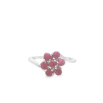 Ruby Multi Stone Flower Ring Size Q
