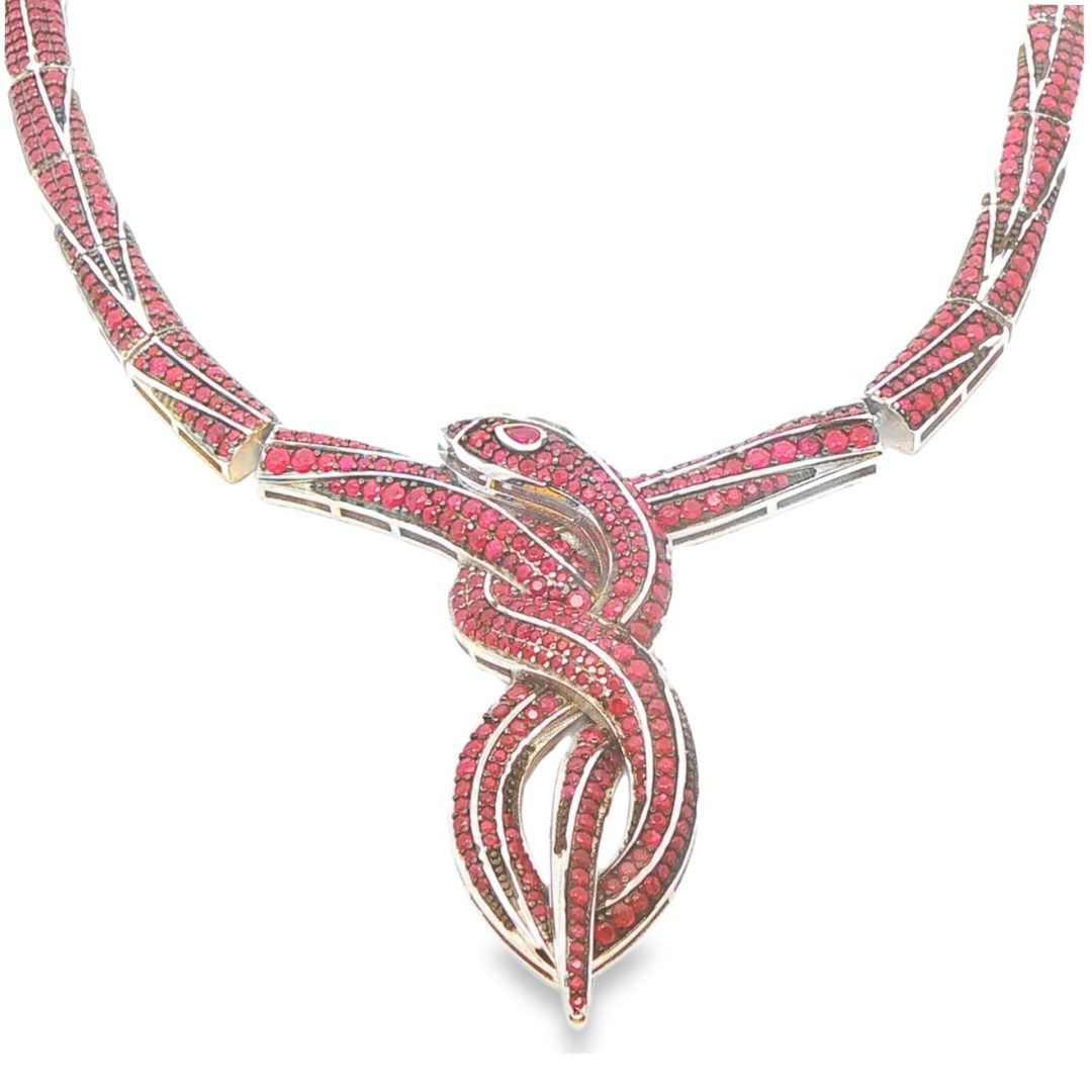 Ruby Multi Stone Snake Necklace 57.1g - Image 2