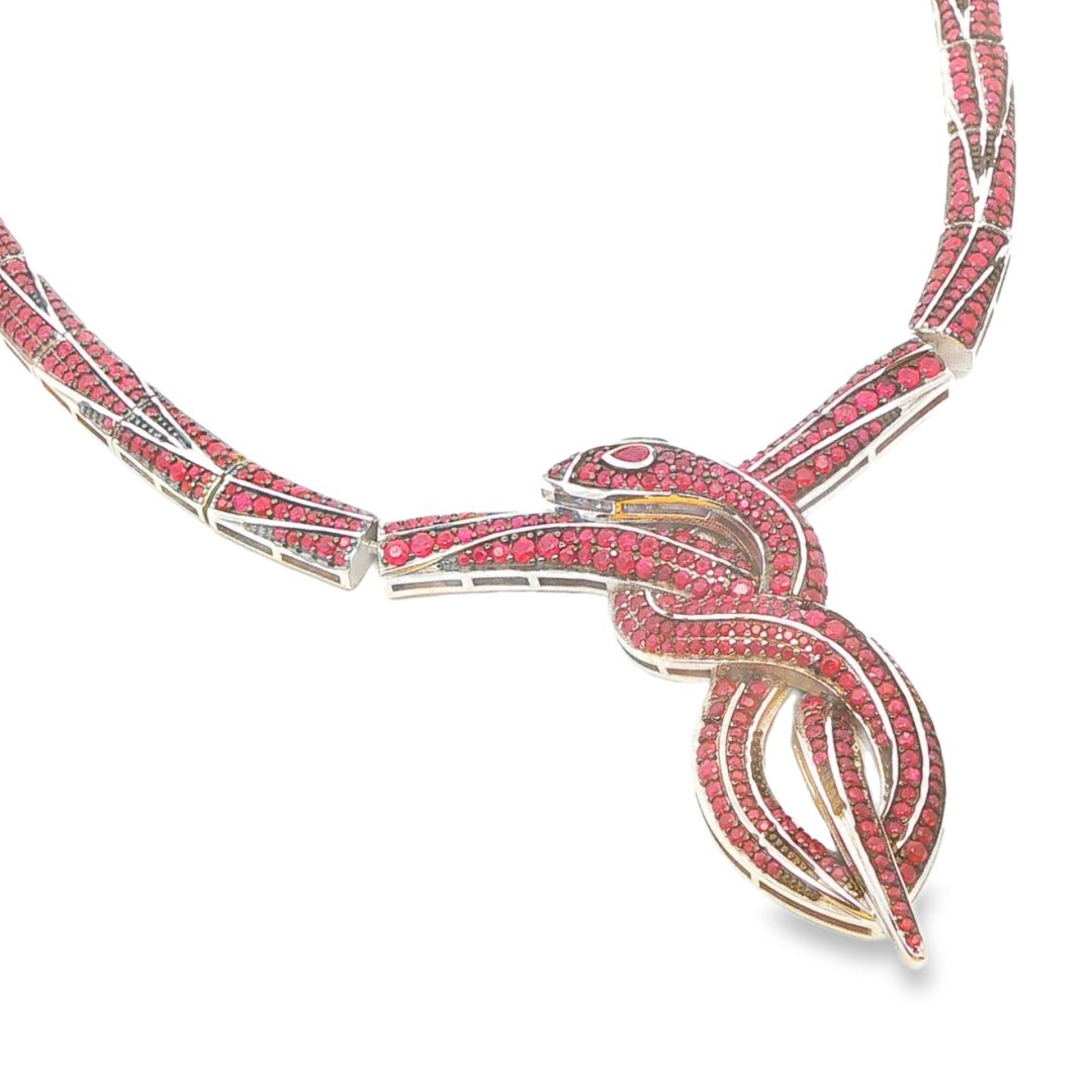 Ruby Multi Stone Snake Necklace 57.1g - Image 3