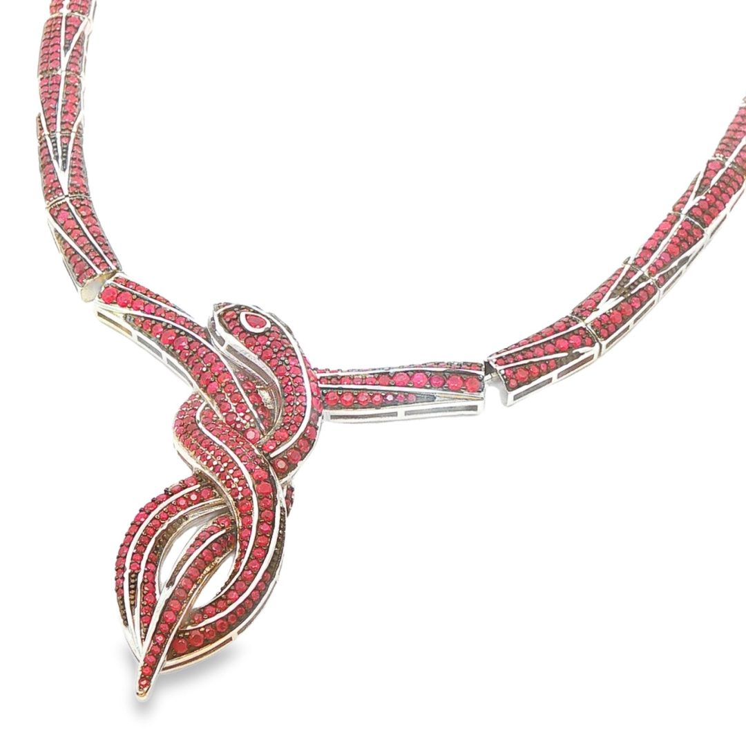 Ruby Multi Stone Snake Necklace 57.1g - Image 4