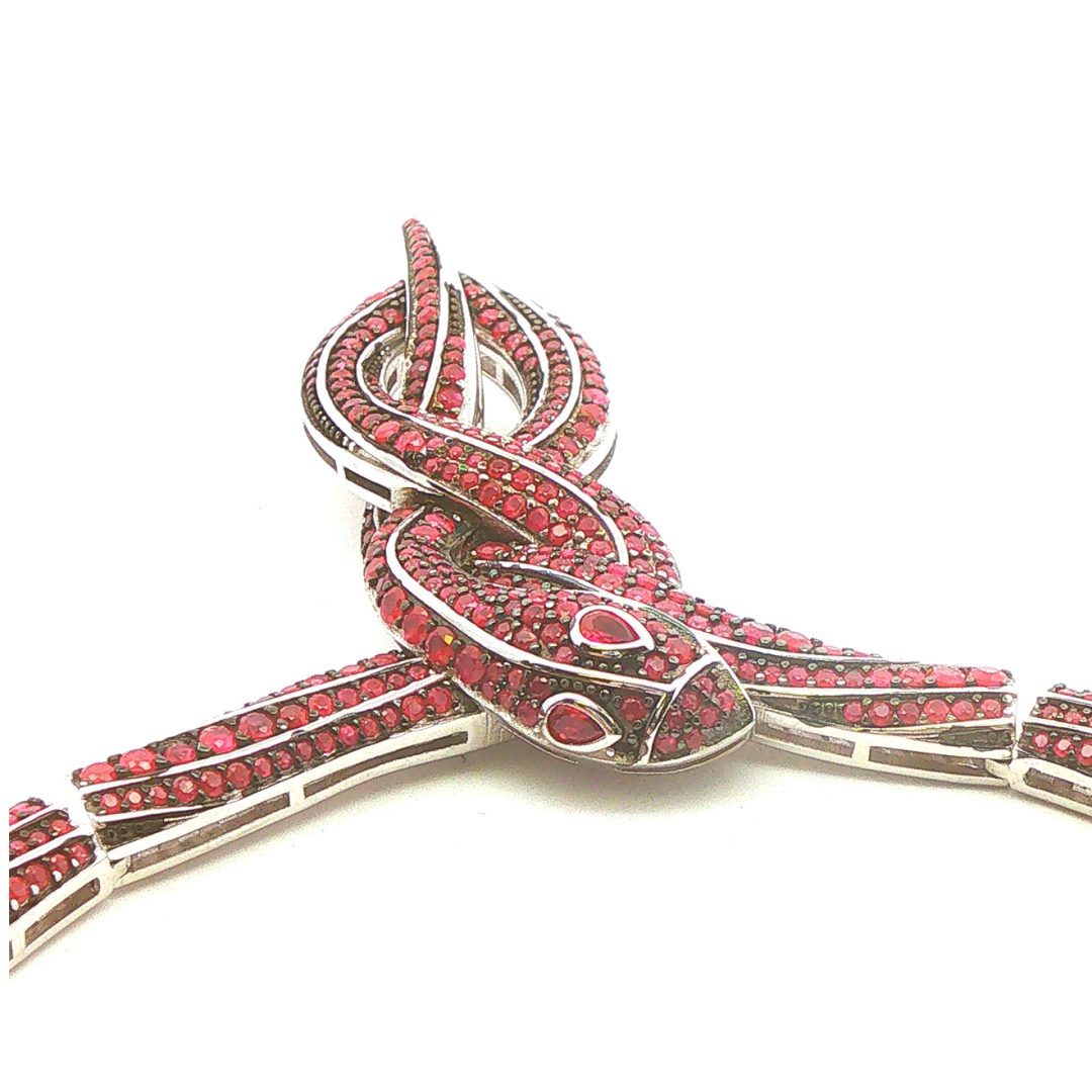 Ruby Multi Stone Snake Necklace 57.1g - Image 7