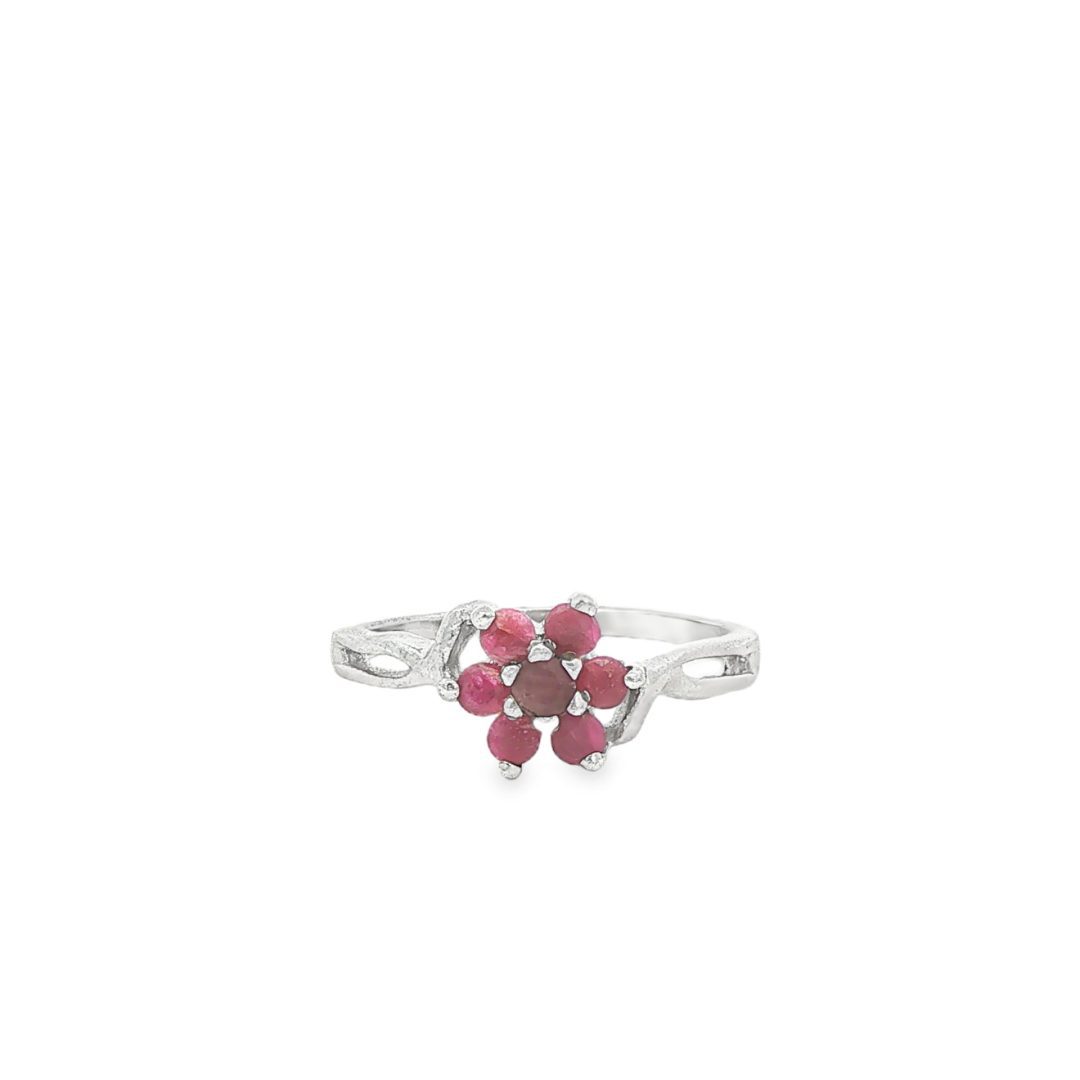 Ruby Multi Stone Flower Ring Size Q