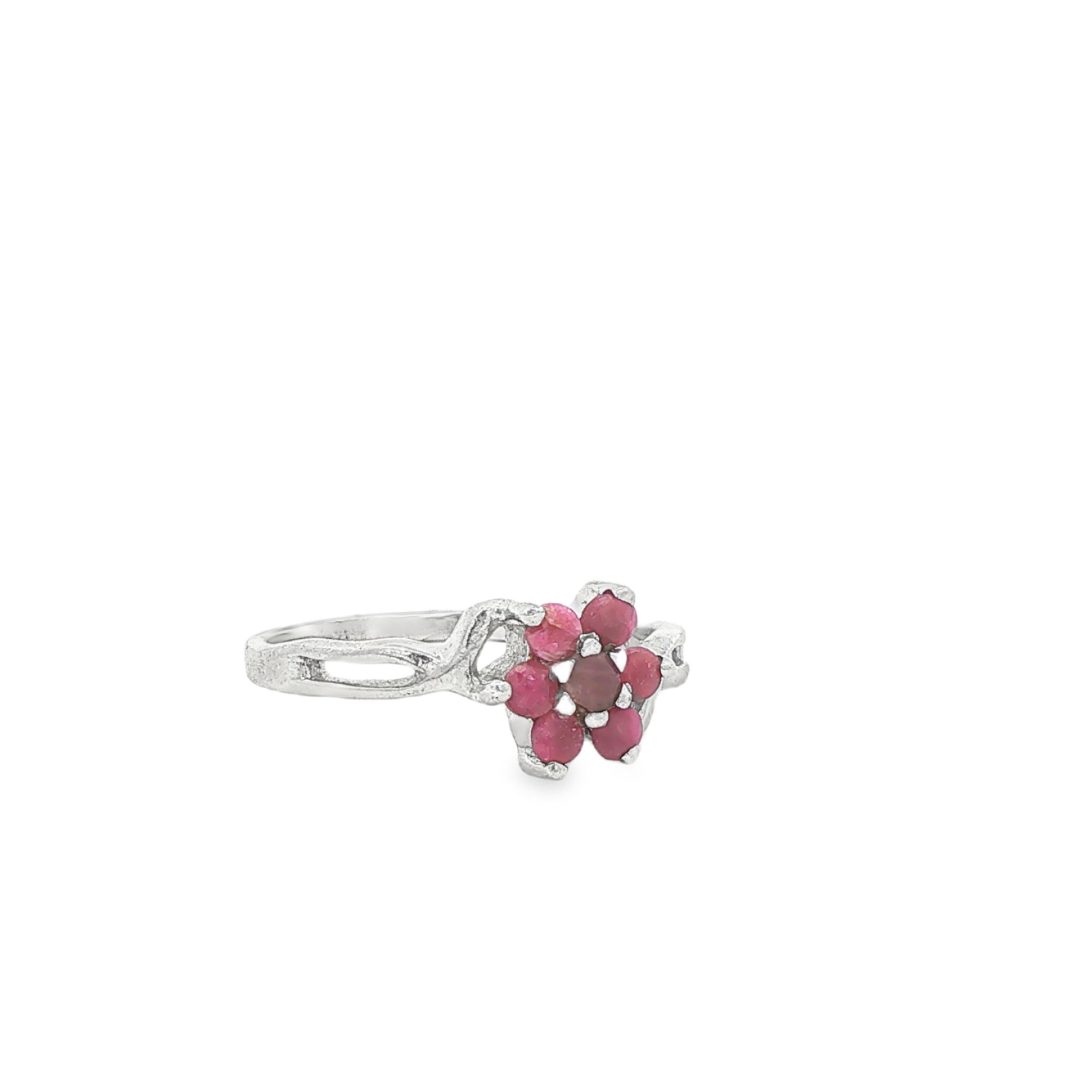 Ruby Multi Stone Flower Ring Size Q - Image 2