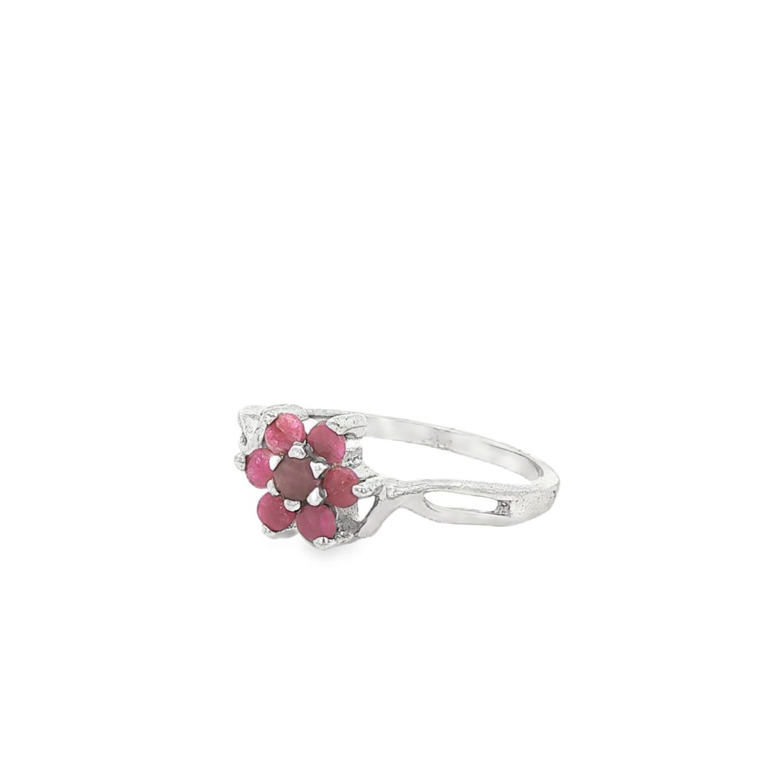 Ruby Multi Stone Flower Ring Size Q - Image 3