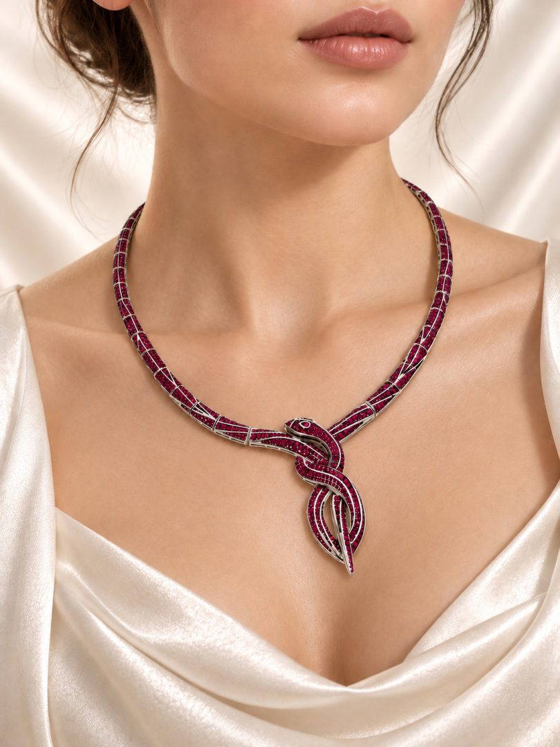 Ruby Multi Stone Snake Necklace 57.1g - Image 9