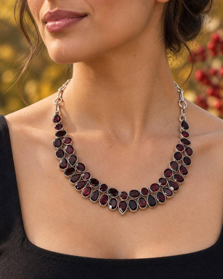 Garnet Multi Stone Showstopper Necklace - Image 2