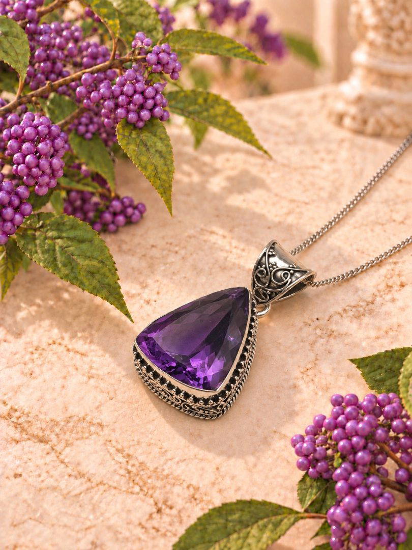 Amethyst Faceted Ornate Pendant 12.6g - Image 6