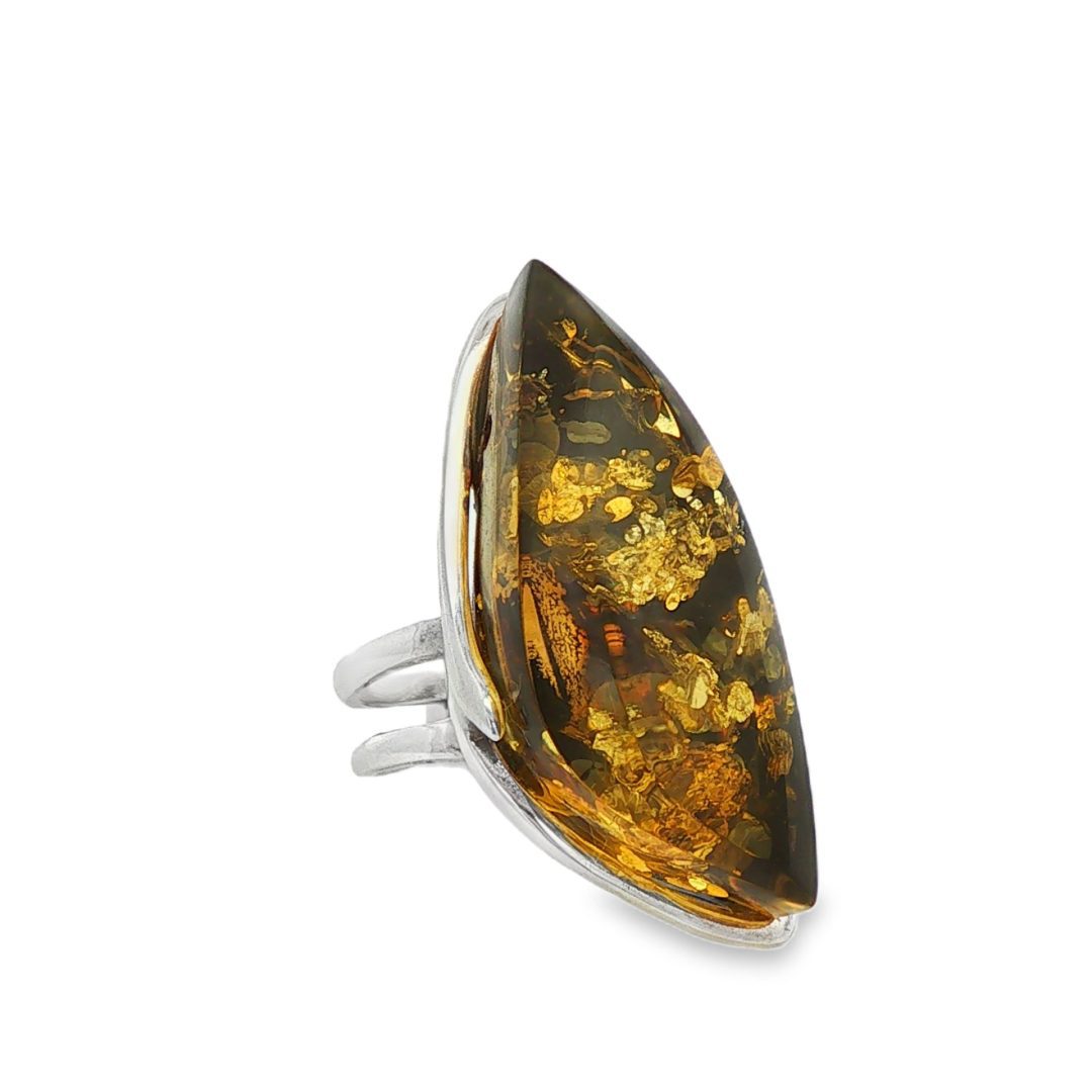 Green Amber Ring Size N - Image 2