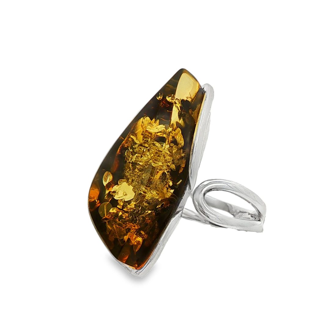 Green Amber Ring Size N - Image 3