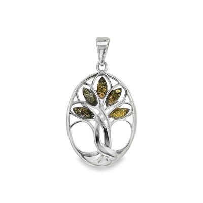 Green Amber Tree Pendant 1.9g