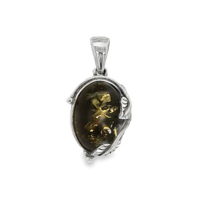 Green Amber Leaf Detail Pendant 3.7g