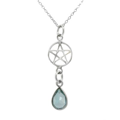 Blue Topaz Pear Drop Pentagram Necklace 2.2g