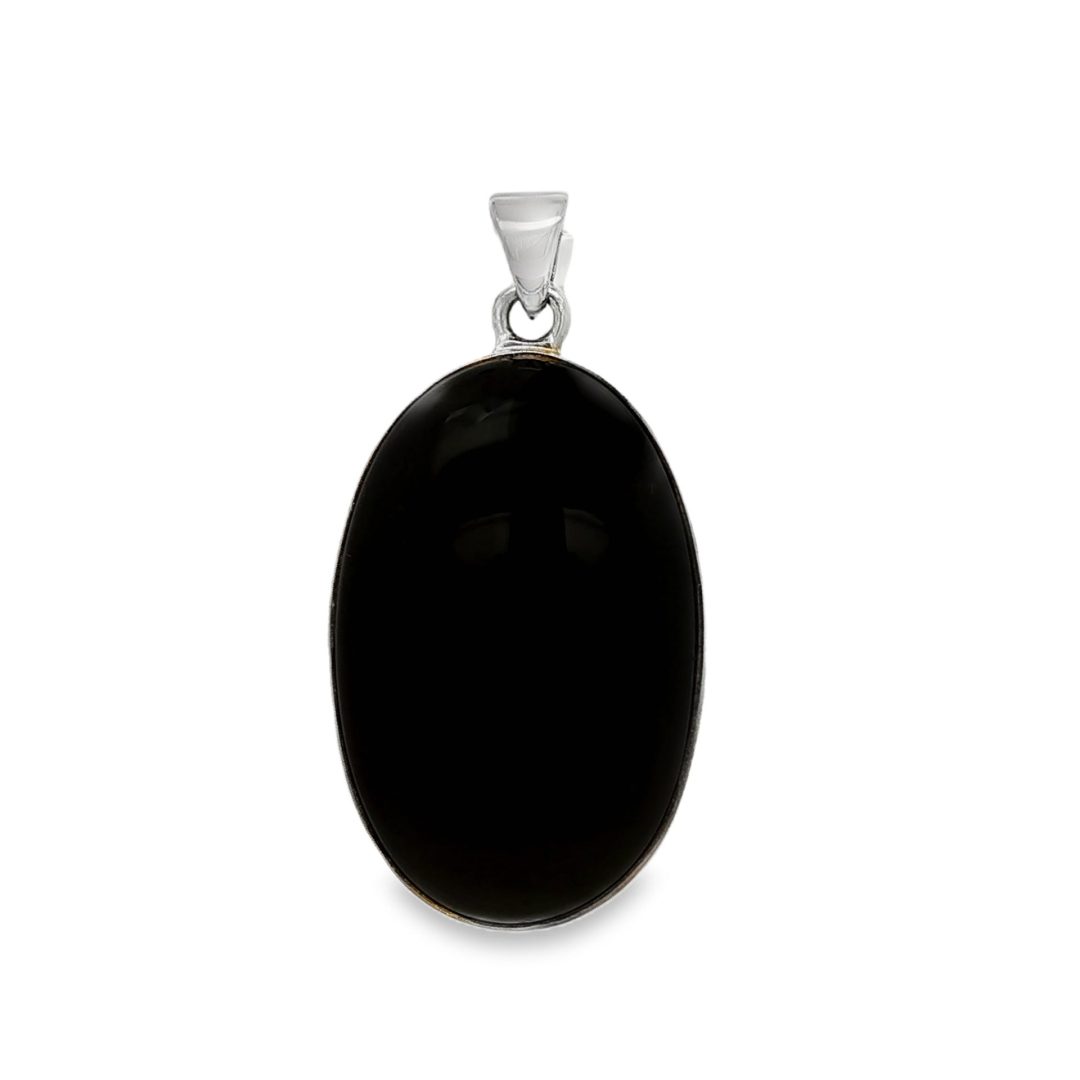 Whitby Jet Oval Pendant 4.8g