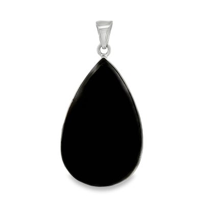 Whitby Jet Pear Drop Pendant 4.1g