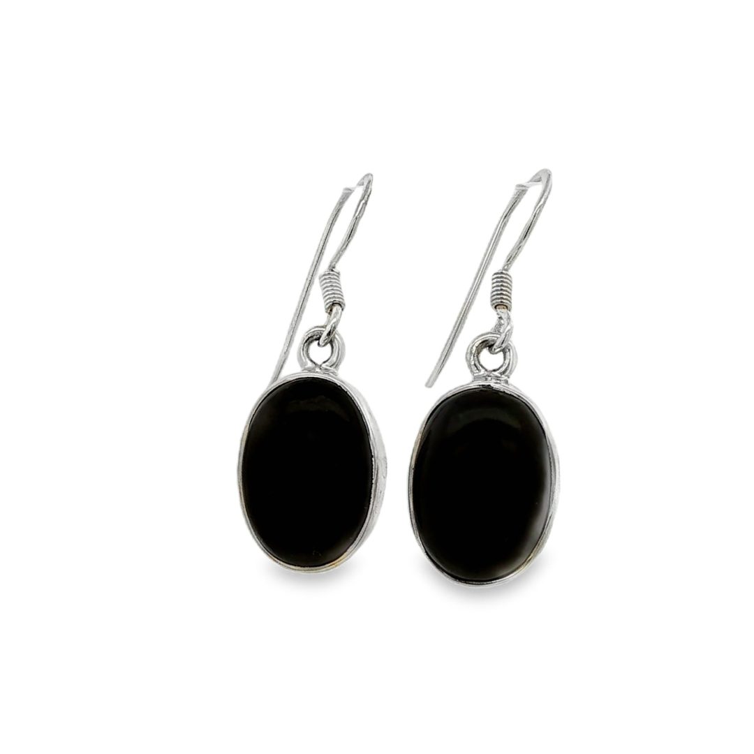 Whitby Jet Oval Drop Earrings 3g - Image 3