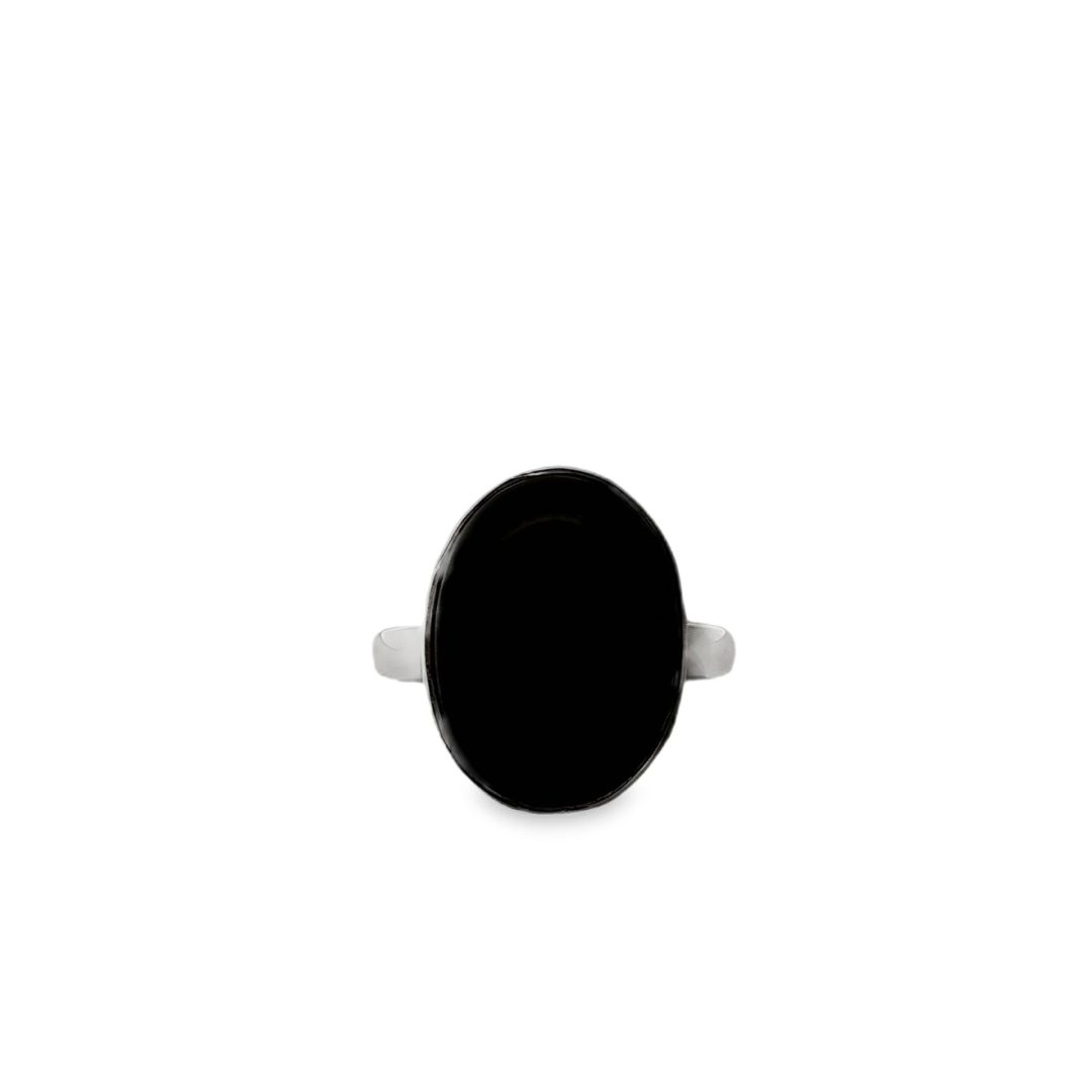 Whitby Jet Oval Ring Size N