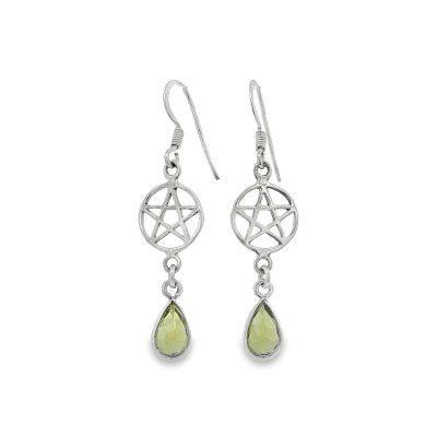 Peridot Pear Drop Pentagram Earrings 2.3g