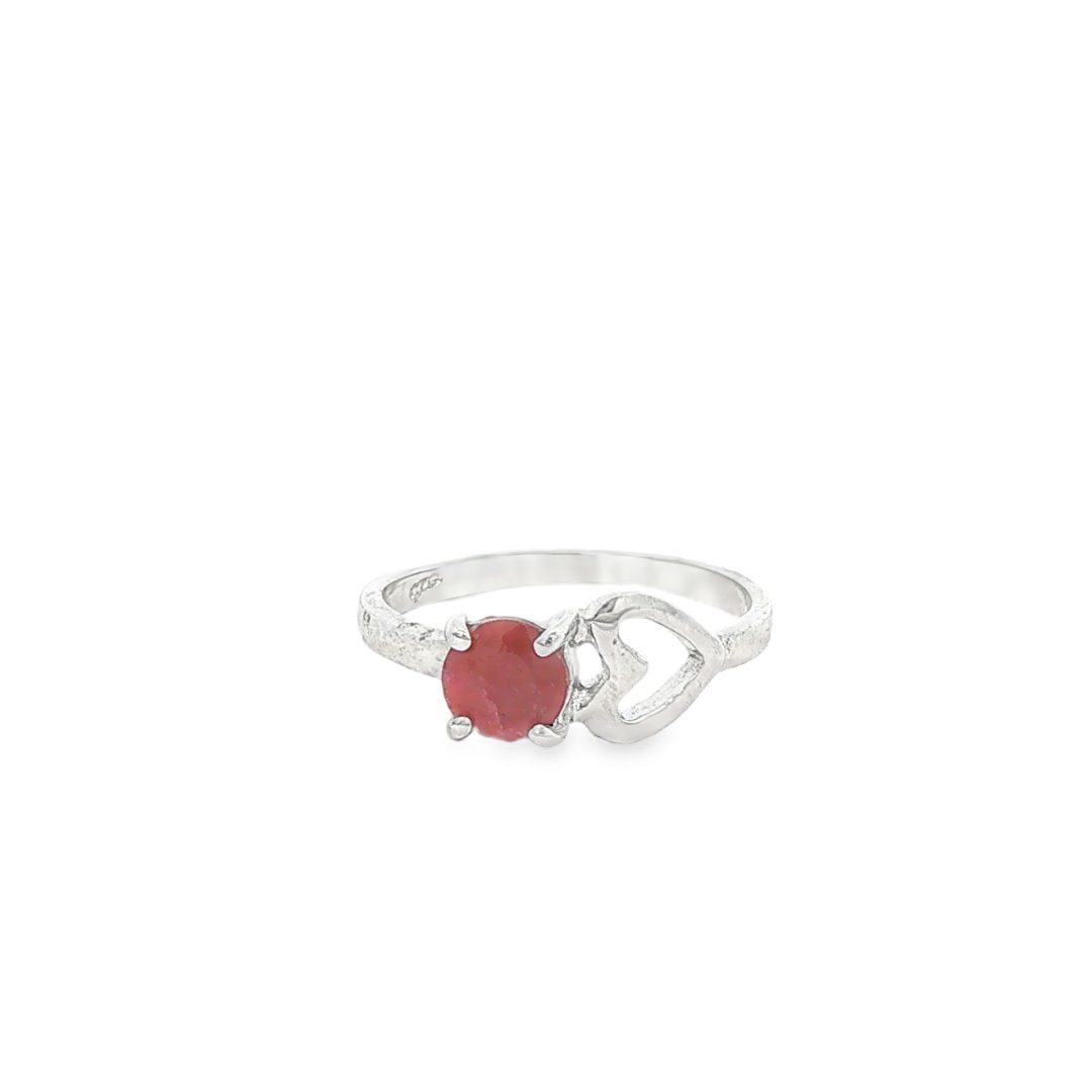 Ruby Heart Motif Ring Size J