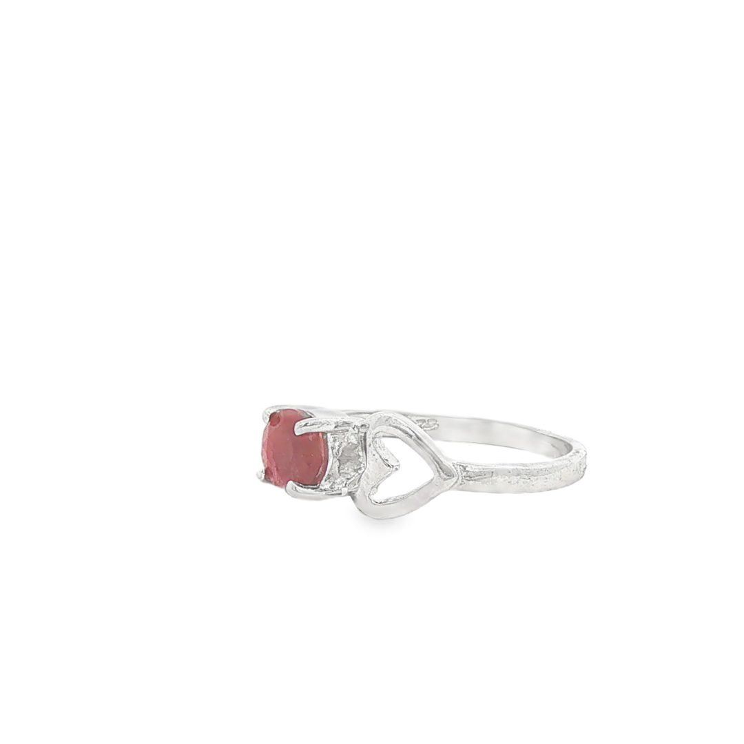 Ruby Heart Motif Ring Size J - Image 3