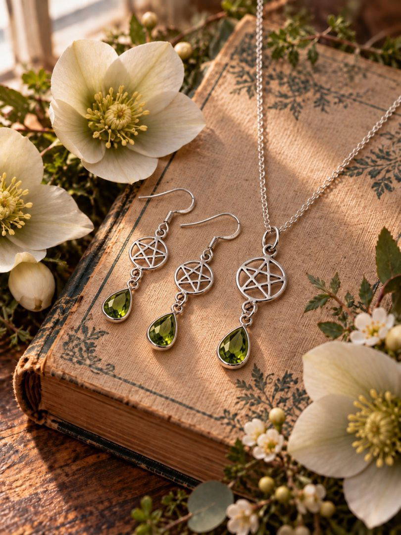 Peridot Pear Drop Pentagram Necklace 2.2g