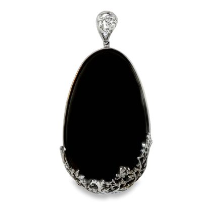Whitby Jet Ornate Pendant 25.3g